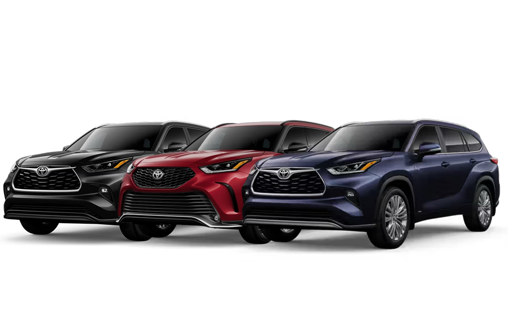 2026 Toyota Highlander vs. 2026 Honda Pilot vs. 2026 Hyundai Santa Fe comparison | Lancaster Toyota | Black, Red, and Blue 2026 Toyota Highlanders 2026 Toyota Highlander vs. 2026 Honda Pilot vs. 2026 Hyundai Santa Fe comparison | Lancaster Toyota | Black, Red, and Blue 2026 Toyota Highlanders