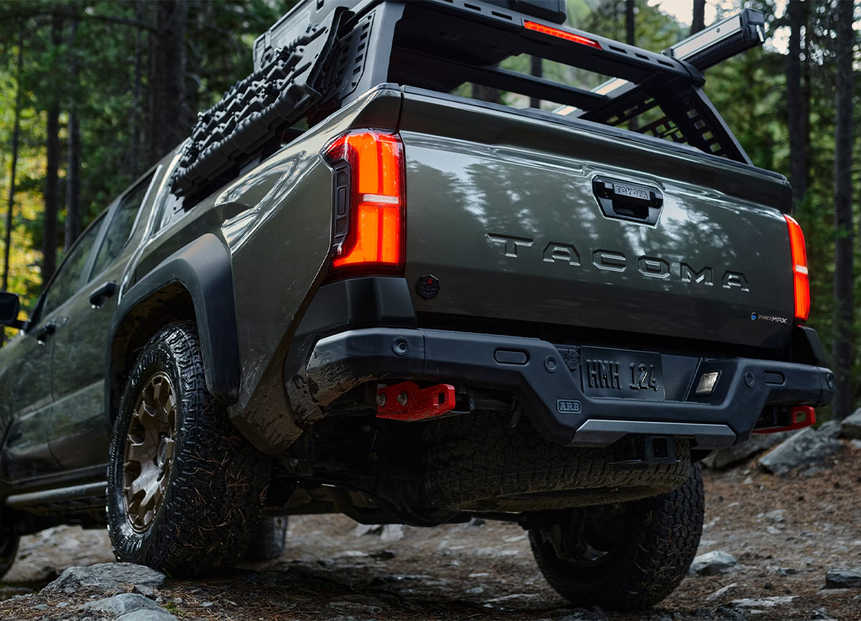 2026 Toyota Tacoma at Palmiero Toyota in Meadville, PA | Close up of the rear taillights on a 2026 Toyota Tacoma in the color green