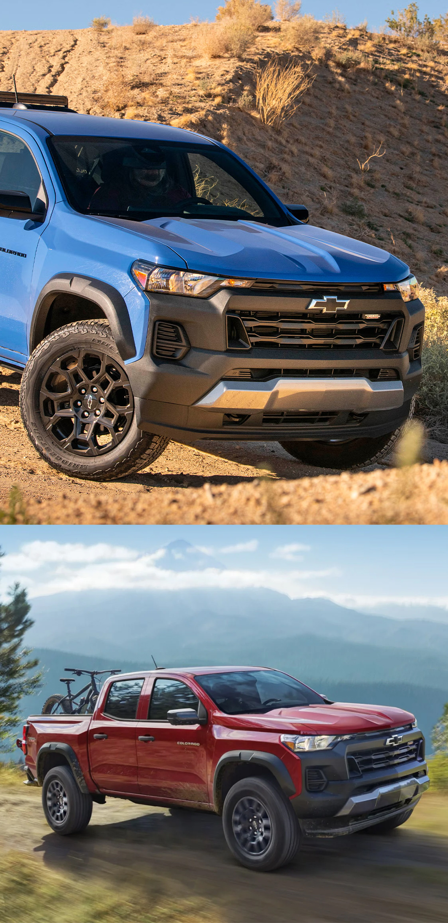 2026 Chevrolet Colorado at Sir Walter Chevrolet | Blue and red models of a 2026 Chevrolet Colorado 2026 Chevrolet Colorado at Sir Walter Chevrolet | Blue and red models of a 2026 Chevrolet Colorado