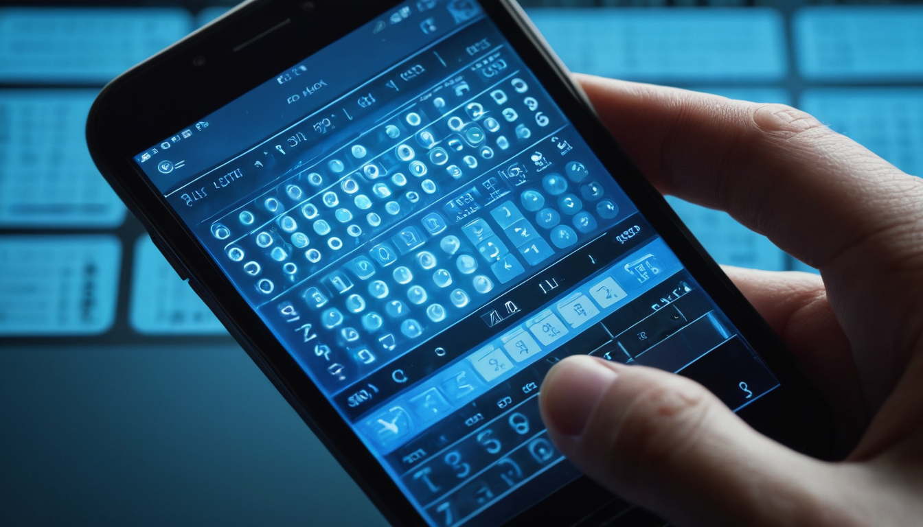 Close-up of a person using a smartphone displaying digital loyalty cards for business, held over a laptop keyboard.