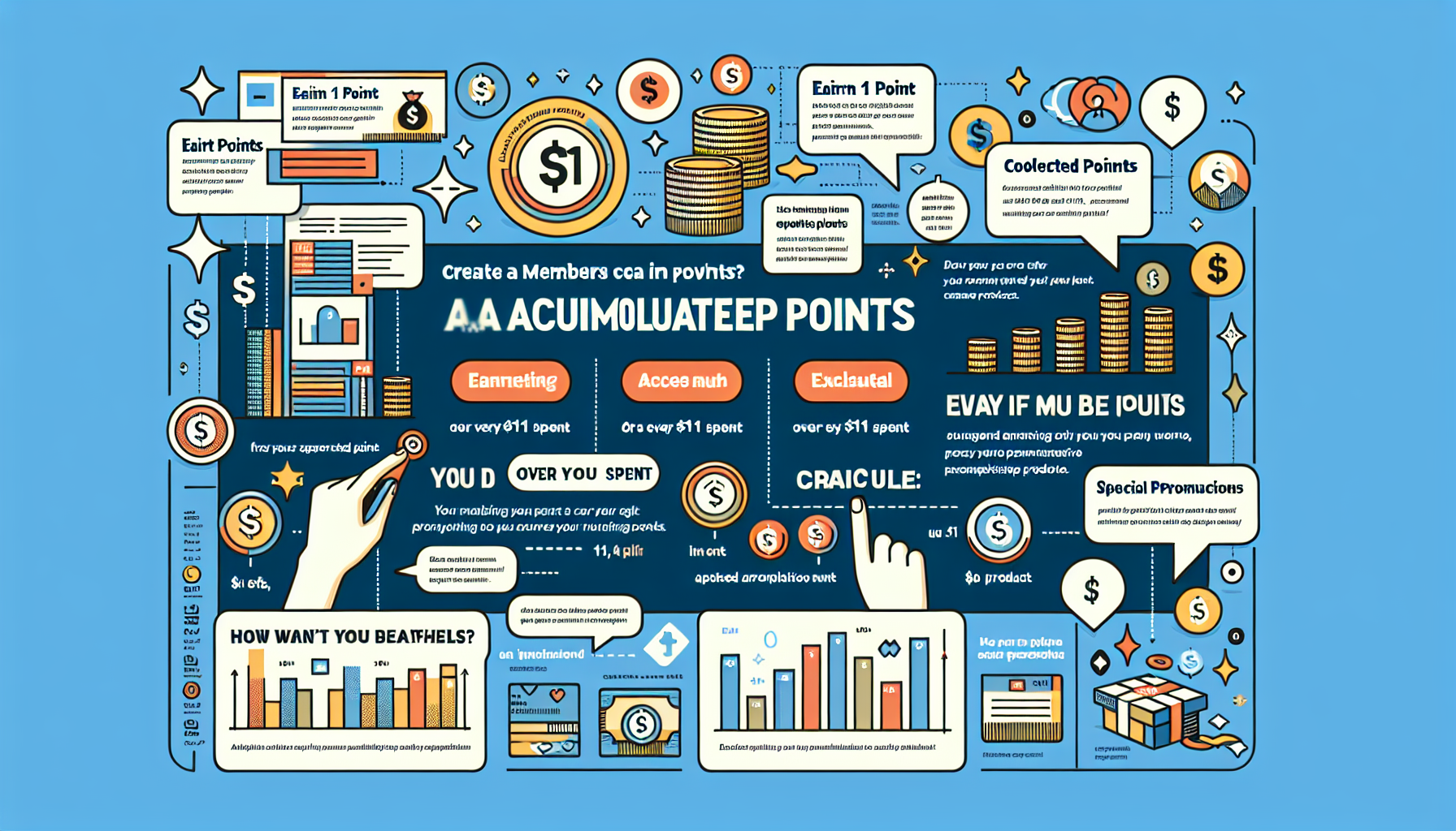 Infographic explaining the Sephora rewards program that allows Beauty Insider members to accumulate points through earnings, spending, and special promotions, with visual graphs and icons illustrating the points system and VIP tiers.