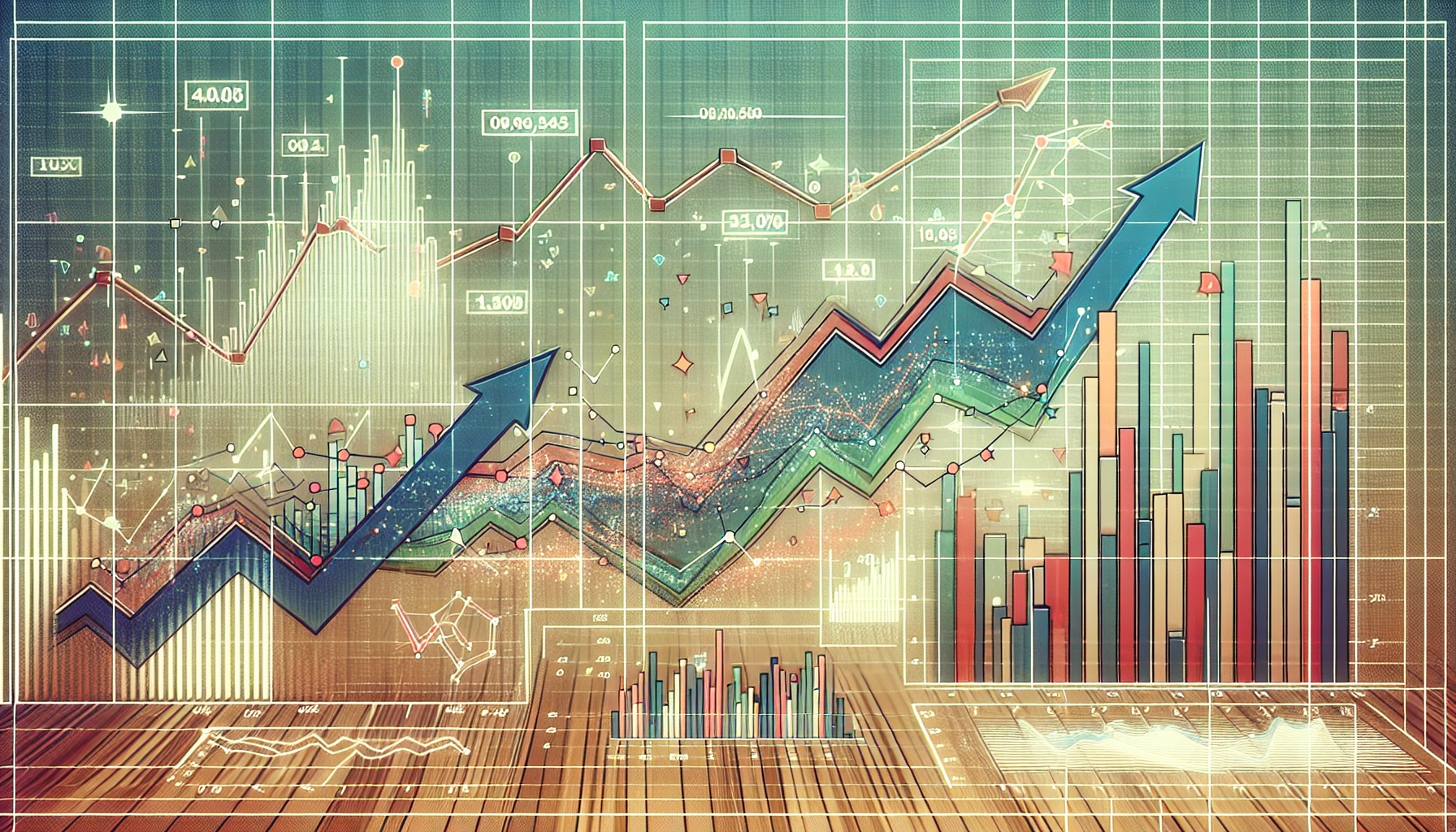 An image showing various financial graphs and charts with upward and downward trends, overlaid with data points and lines indicating market analysis and performance, reminiscent of tracking Sephora Beauty Insider membership benefits.