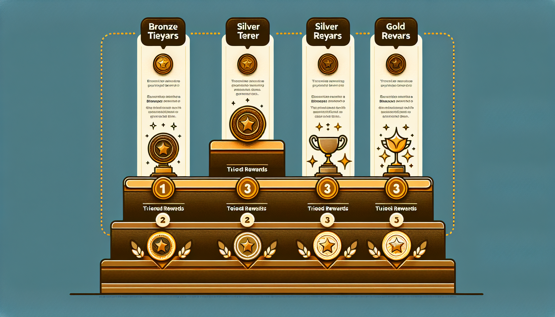 An infographic depicts a tiered rewards system with four levels: Bronze Tiers, Silver Tier, Silver Rewards, and Gold Rewards. Each tier highlights different ranking and reward criteria to enhance customer loyalty and ensure effective customer retention.