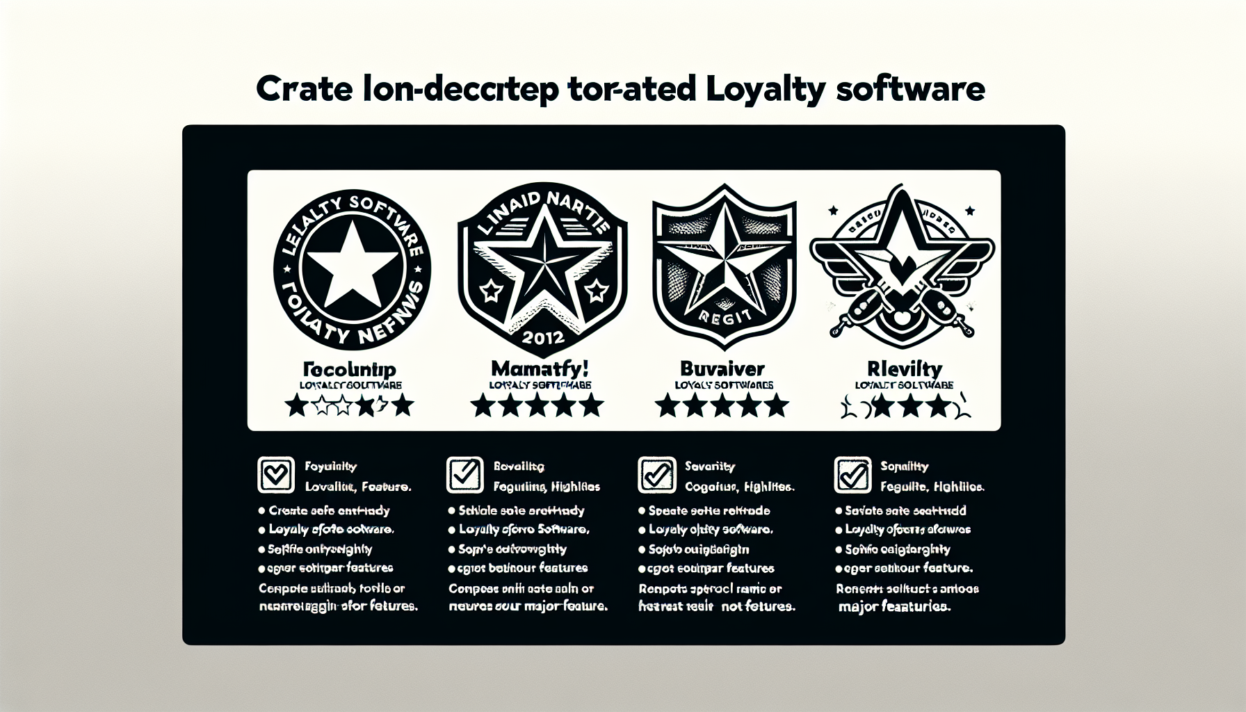 A comparison chart of four customer retention software: Foculrtrip, Mamatfy!, Buvaivner, and R!evlity, each with unique features and star ratings. Perfect small business loyalty tools to enhance customer engagement.