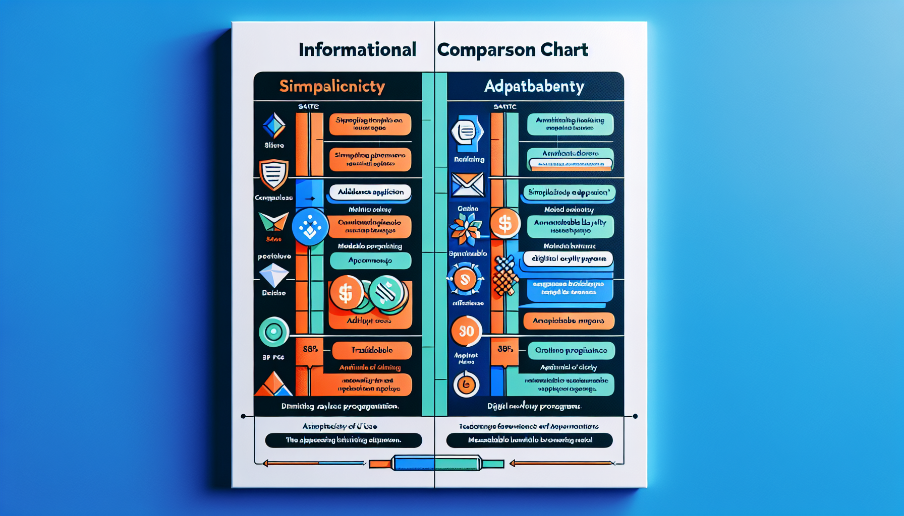 Comparison chart with two columns: "Simplicinity" on the left, highlighting features like user-friendly application and customization for digital loyalty programs, and "Adaptabentary" on the right, showcasing modular design and integration for customer rewards programs.