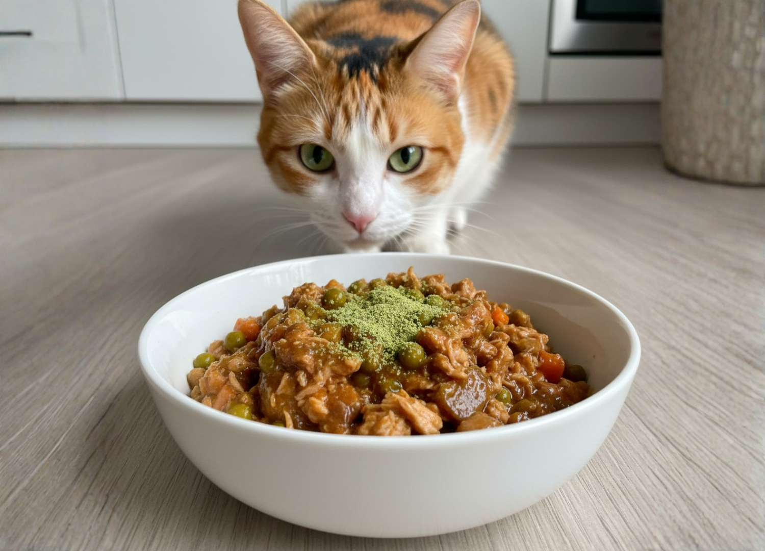kitty eating moringa