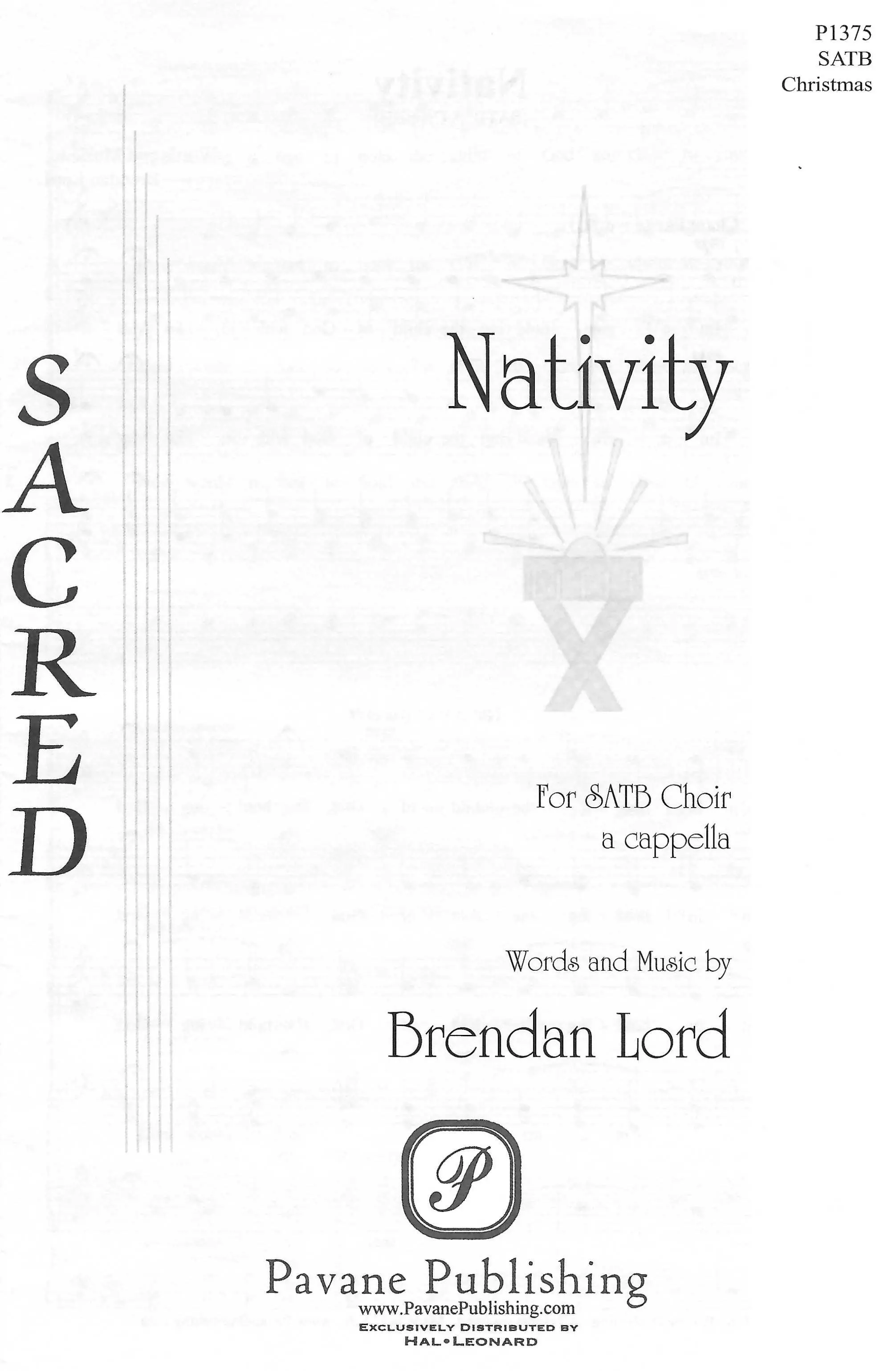 Nativity Satb Choral Score Pavane Publishing