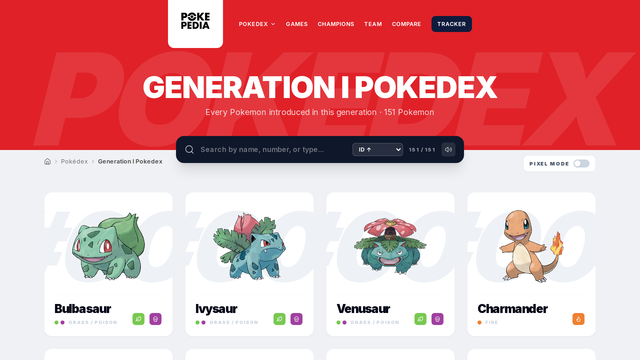 What are the generation Pokedex pages? — step 1