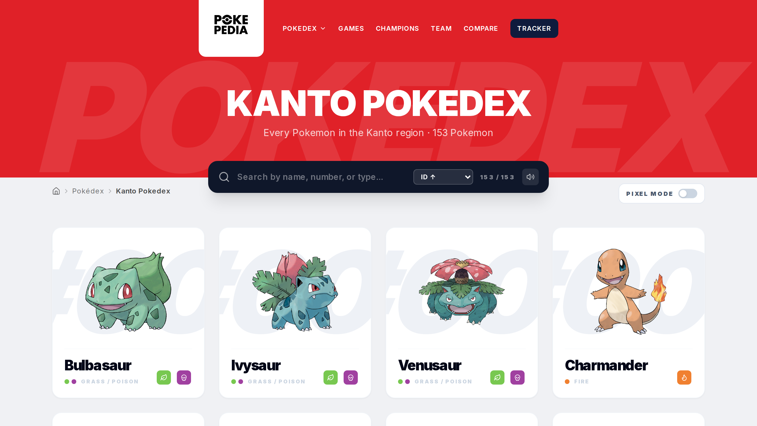 What are the region Pokedex pages? — step 1