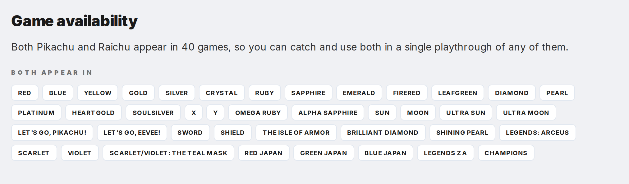 How to see which games both Pokemon appear in — step 2
