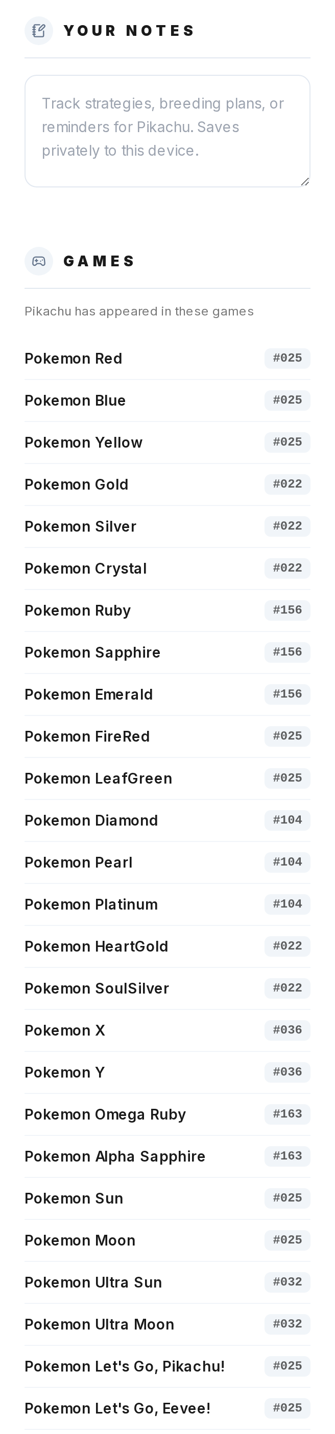 How do I see which games a Pokemon appears in? — step 2