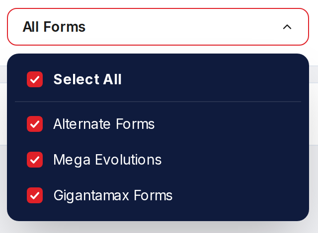 How to filter by Mega Evolutions, Gigantamax, and alternate forms — step 3