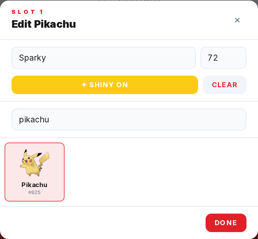 How to make a Pokemon shiny and add a nickname or level — step 1