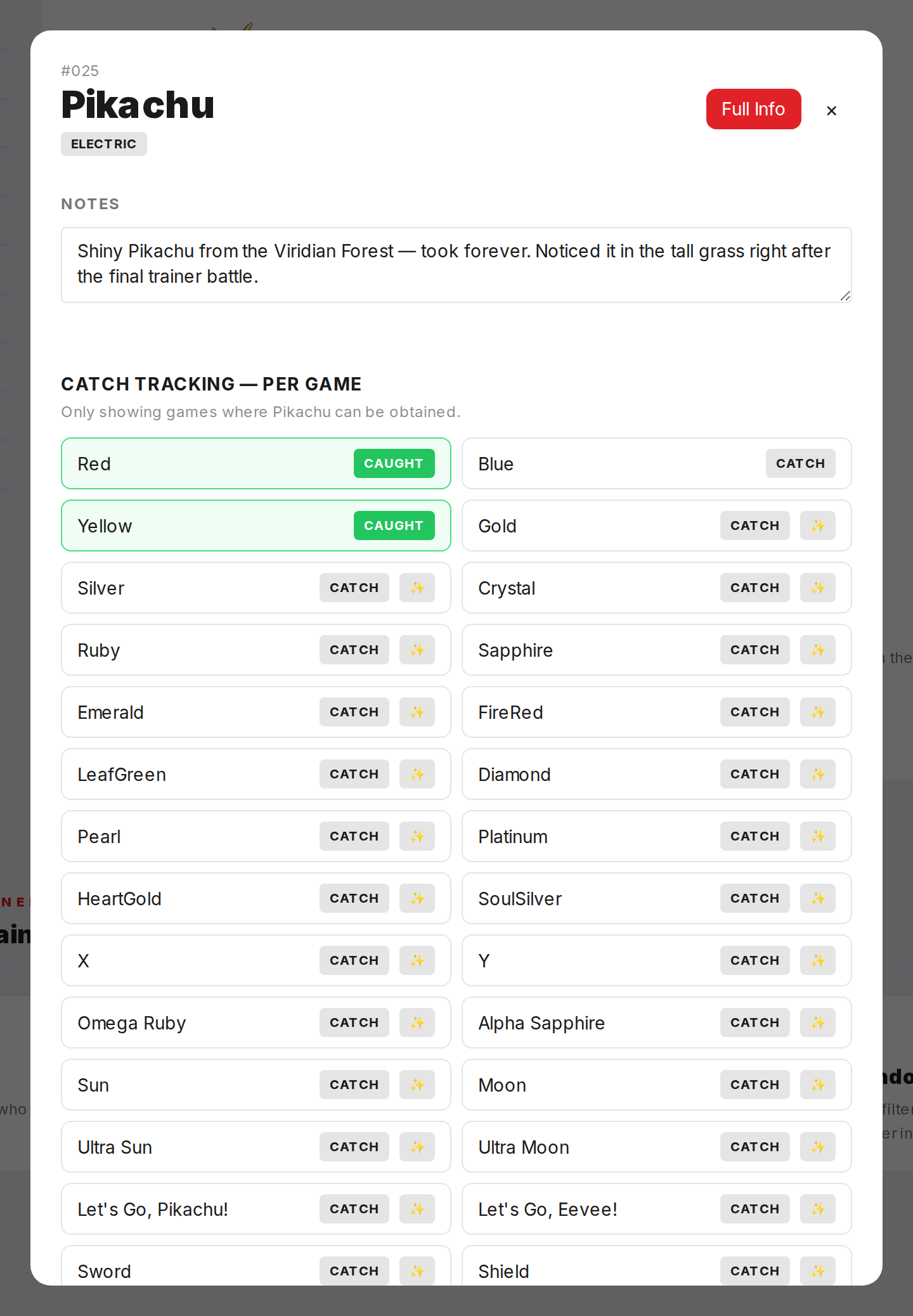 How do I mark a Pokemon as caught? — step 2