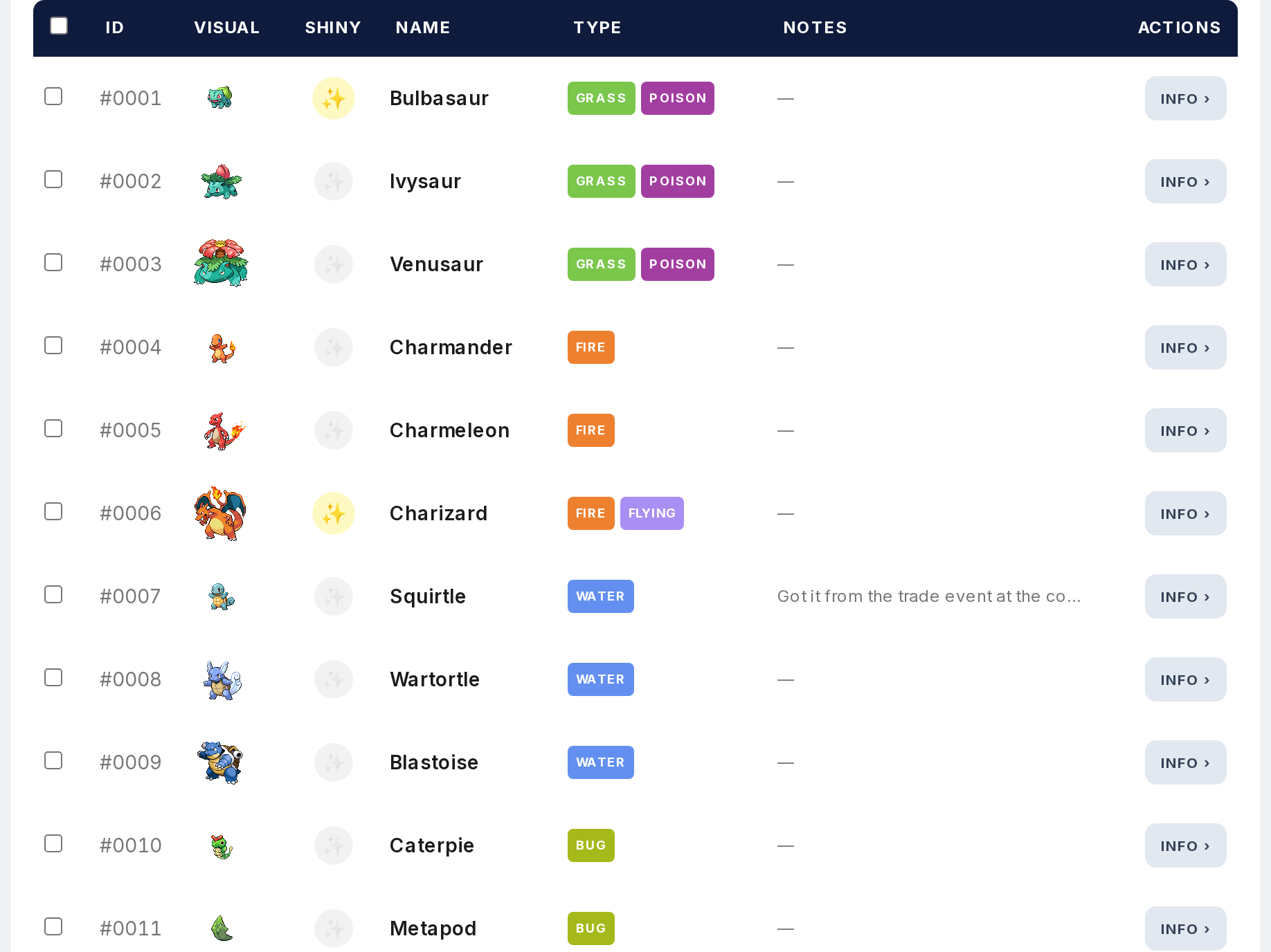 How do I mark a Pokemon as caught? — step 1