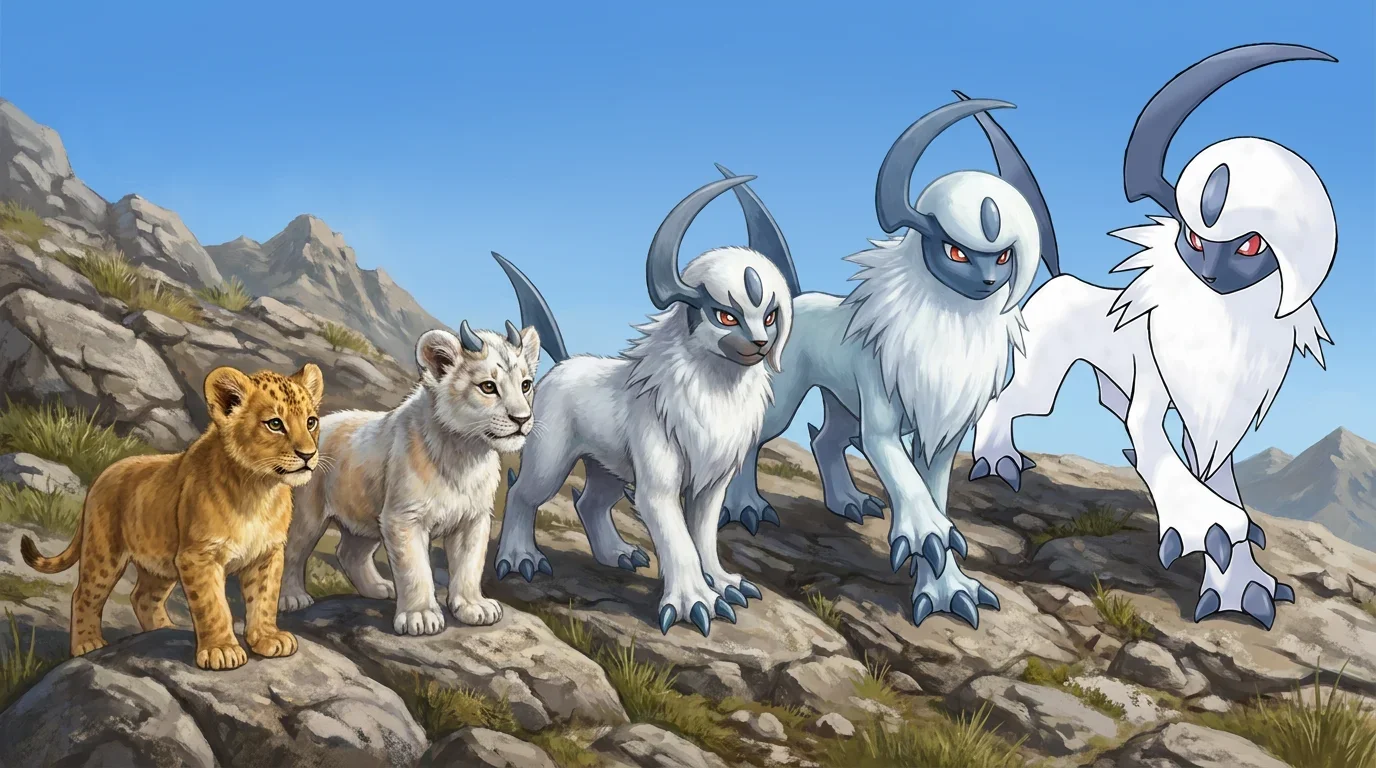 A lion cub turning into Absol