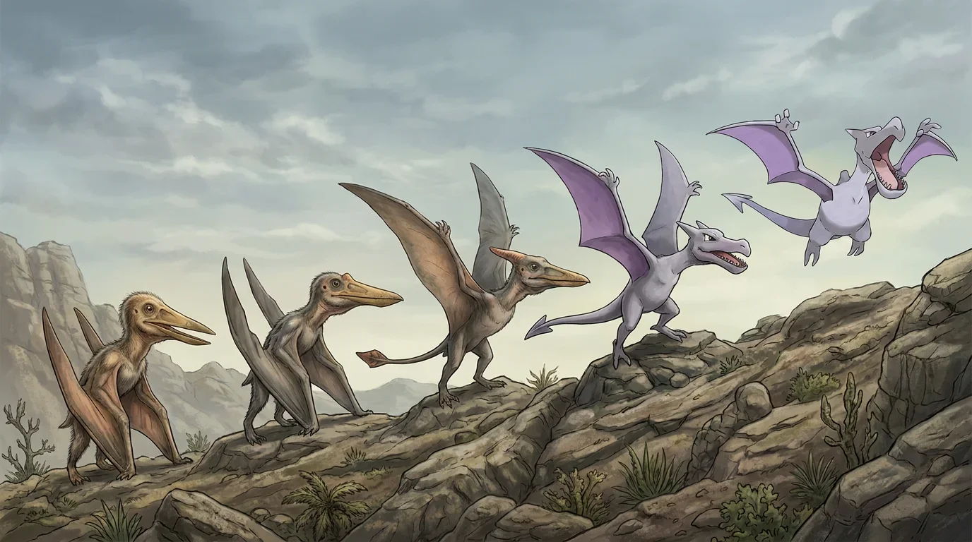 A young pteranodon turning into Aerodactyl