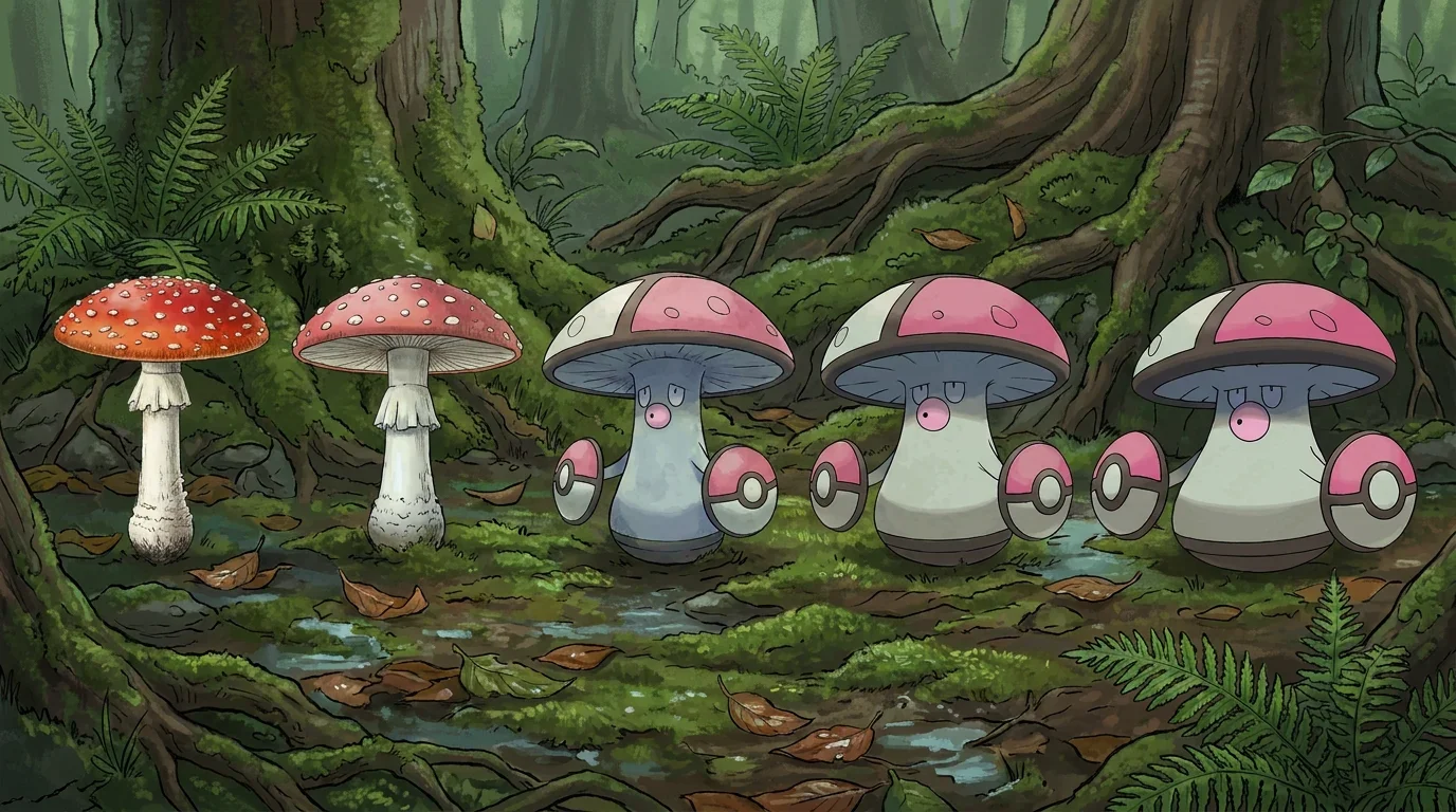 A fly agaric mushroom turning into Amoonguss