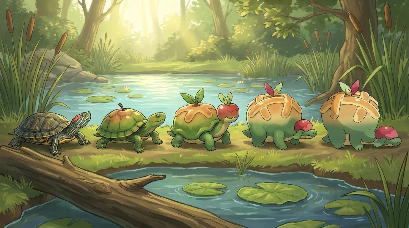 A red eared slider turning into Appletun