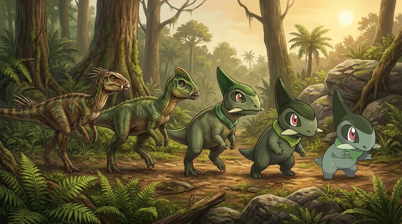 A young heterodontosaurus turning into Axew