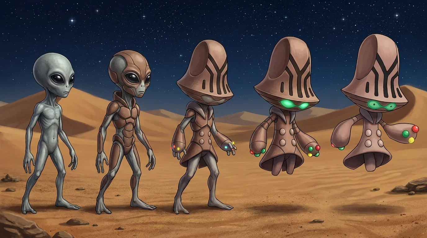 A little grey alien figure turning into Beheeyem