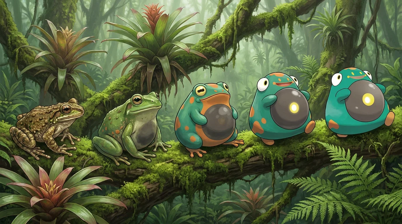 A cuban tree frog turning into Bellibolt