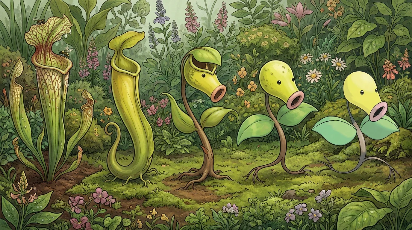 A pitcher plant turning into Bellsprout