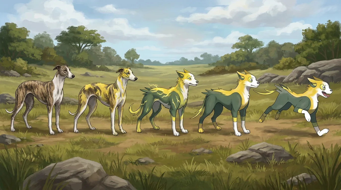 A adult greyhound turning into Boltund