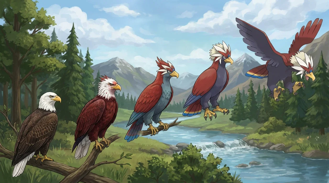 A bald eagle turning into Braviary