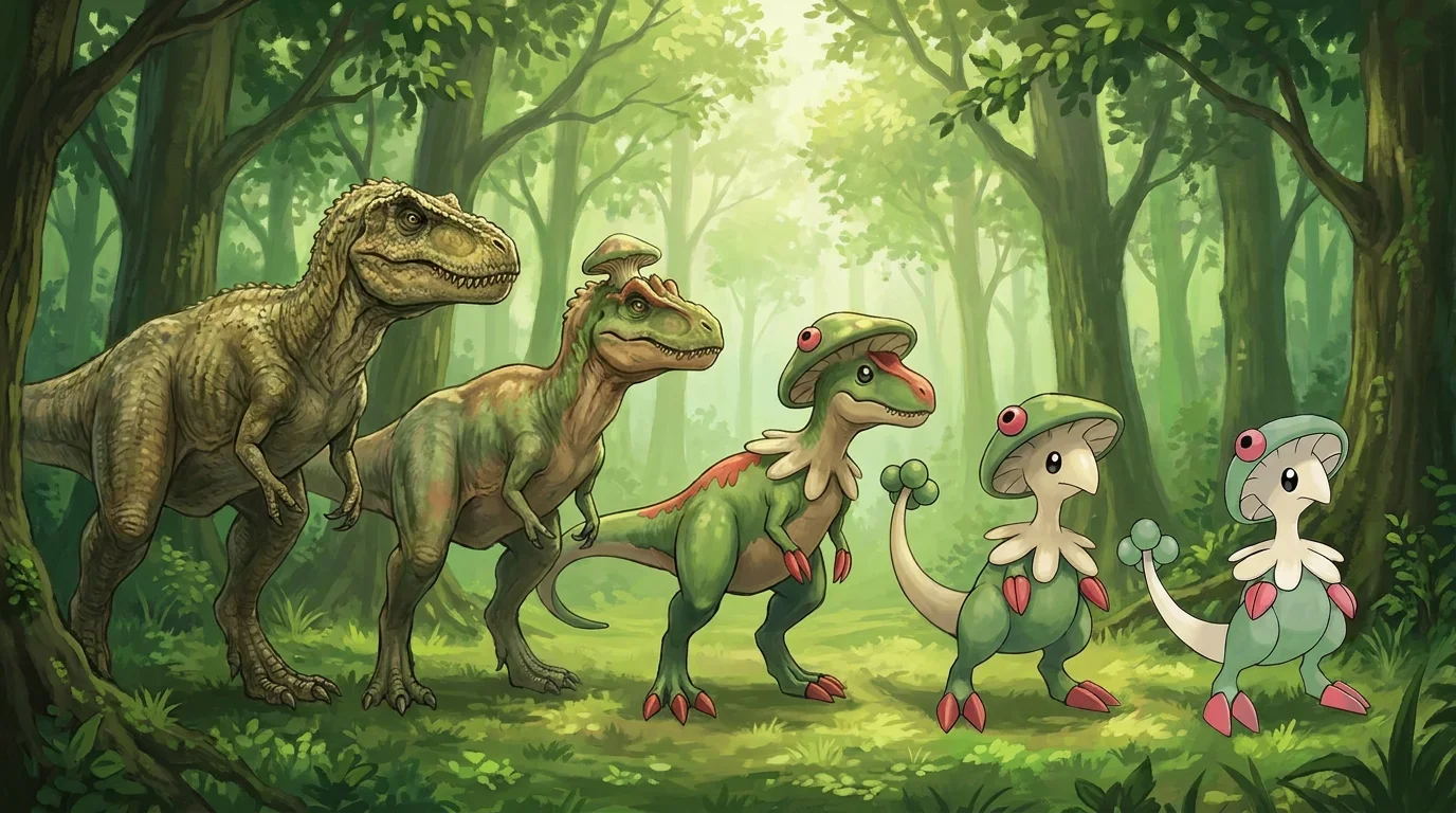 A adult gorgosaurus turning into Breloom