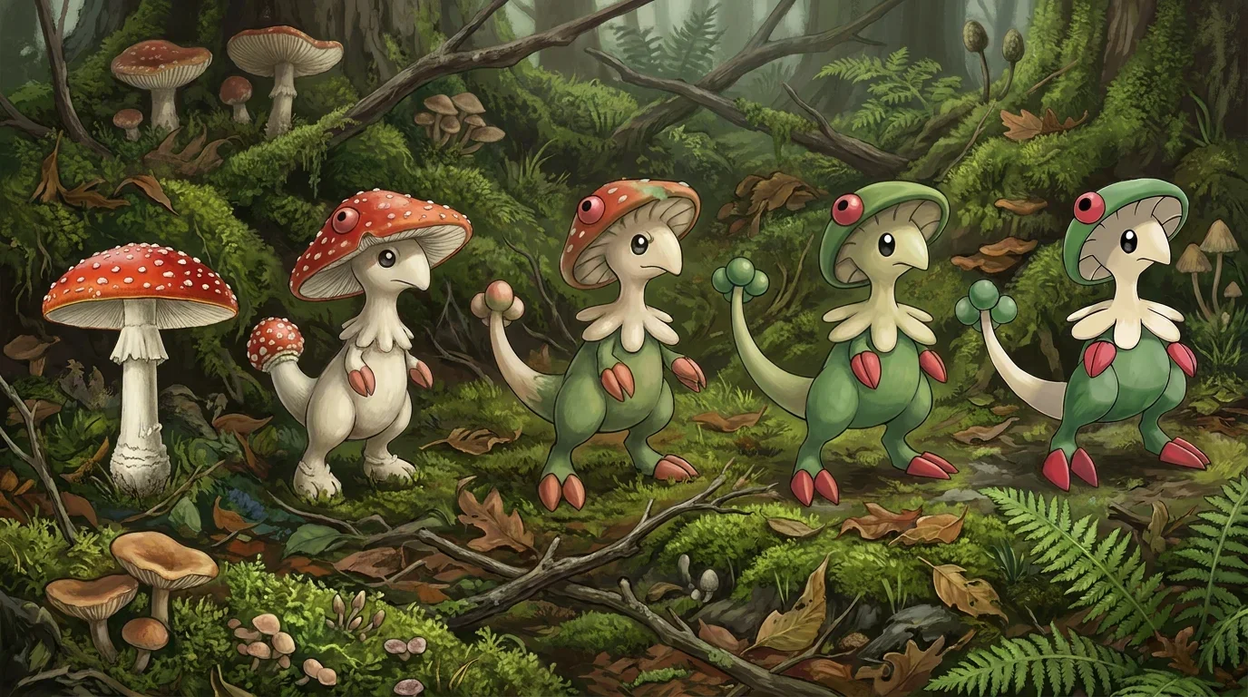 A fly agaric mushroom turning into Breloom