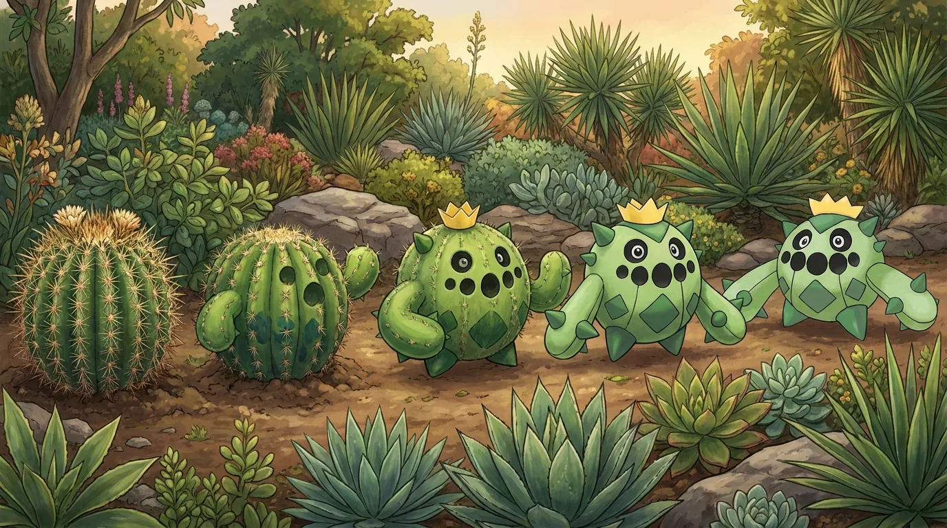 A barrel cactus turning into Cacnea