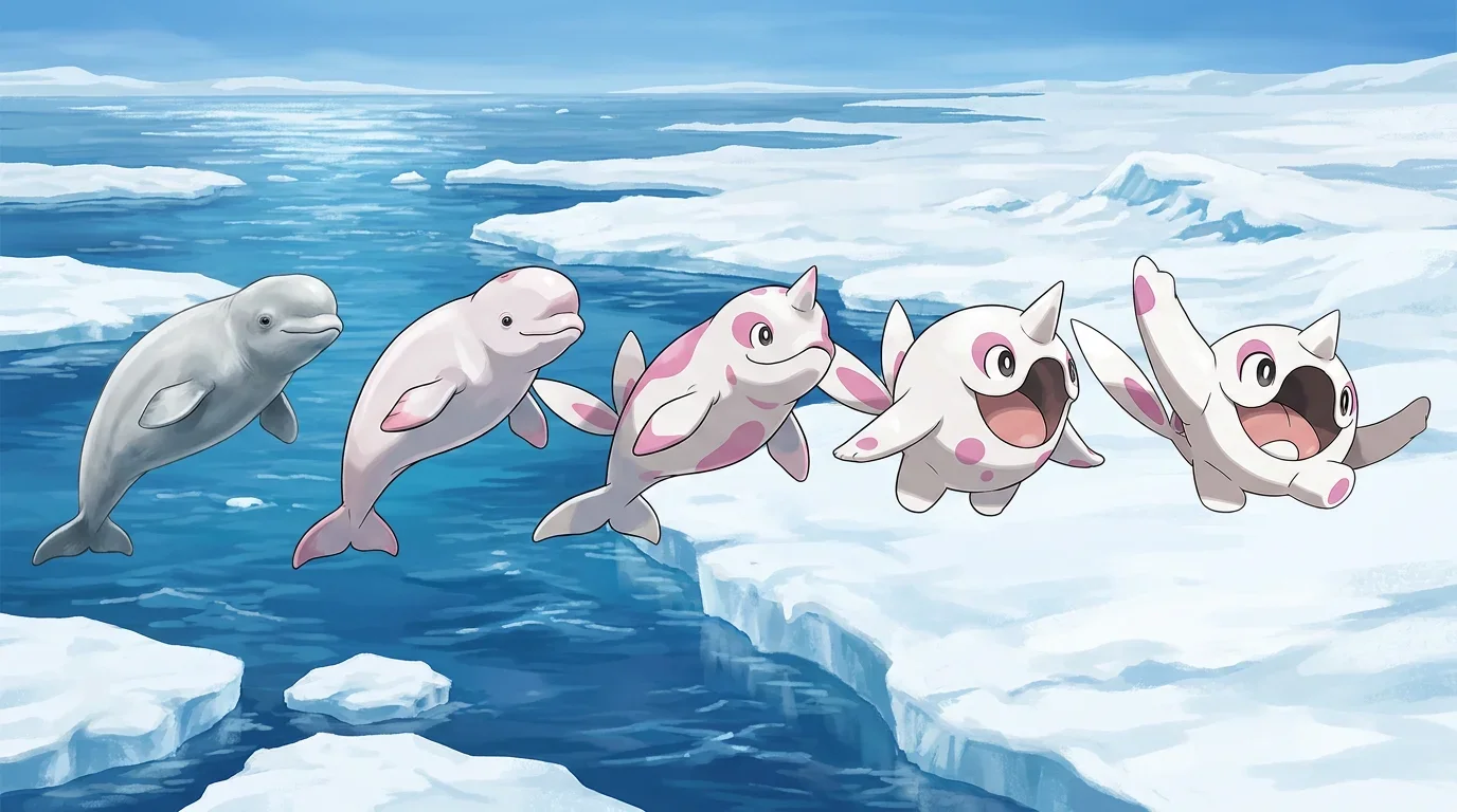 A beluga calf turning into Cetoddle