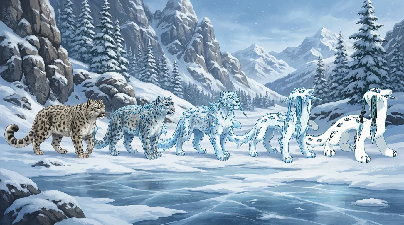 A snow leopard turning into Chien-Pao