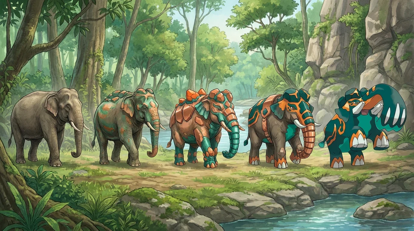 A asian elephant turning into Copperajah