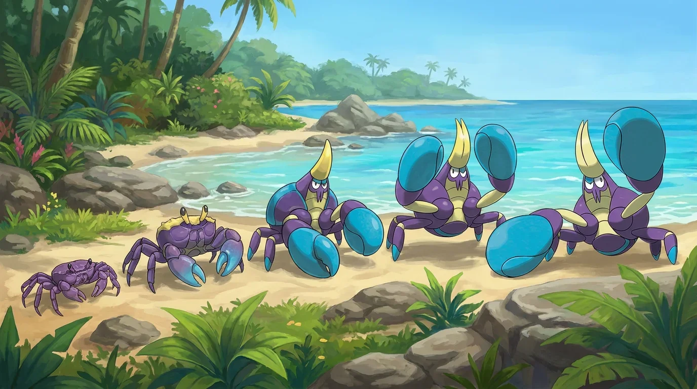 A young crab turning into Crabrawler
