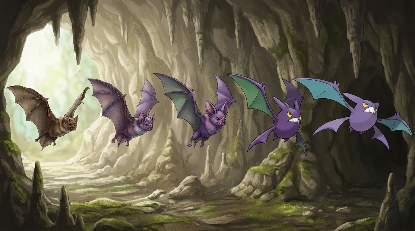 A vampire bat turning into Crobat