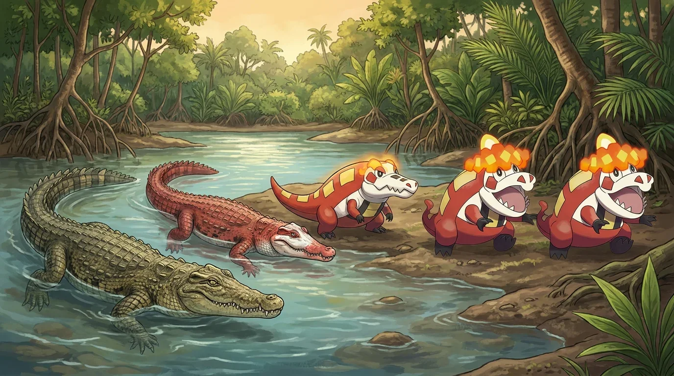 A saltwater crocodile turning into Crocalor