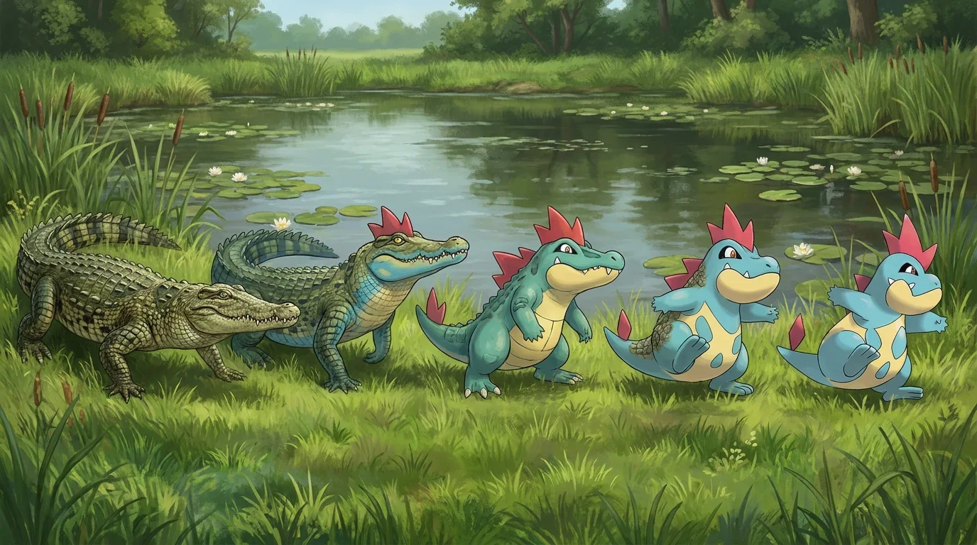 A saltwater crocodile turning into Croconaw