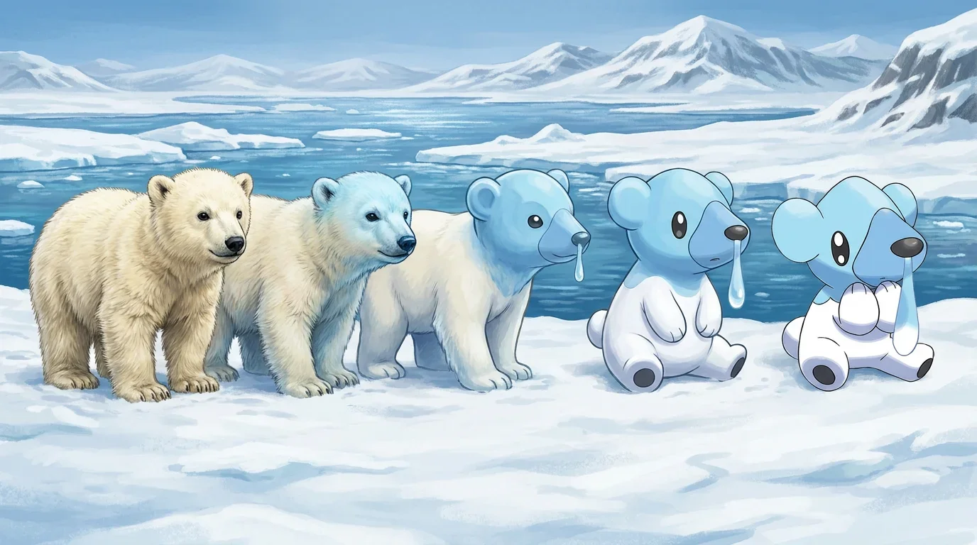 A polar bear cub turning into Cubchoo