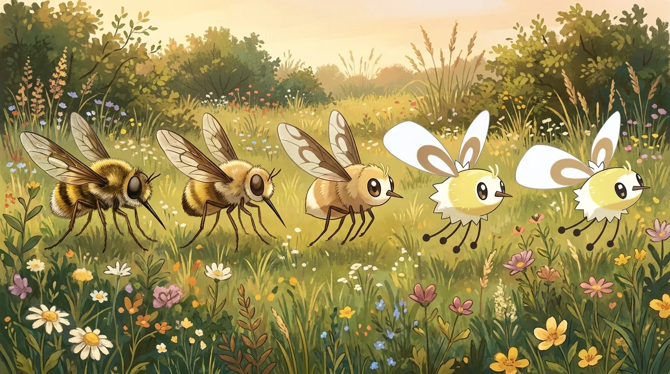 A bee fly turning into Cutiefly