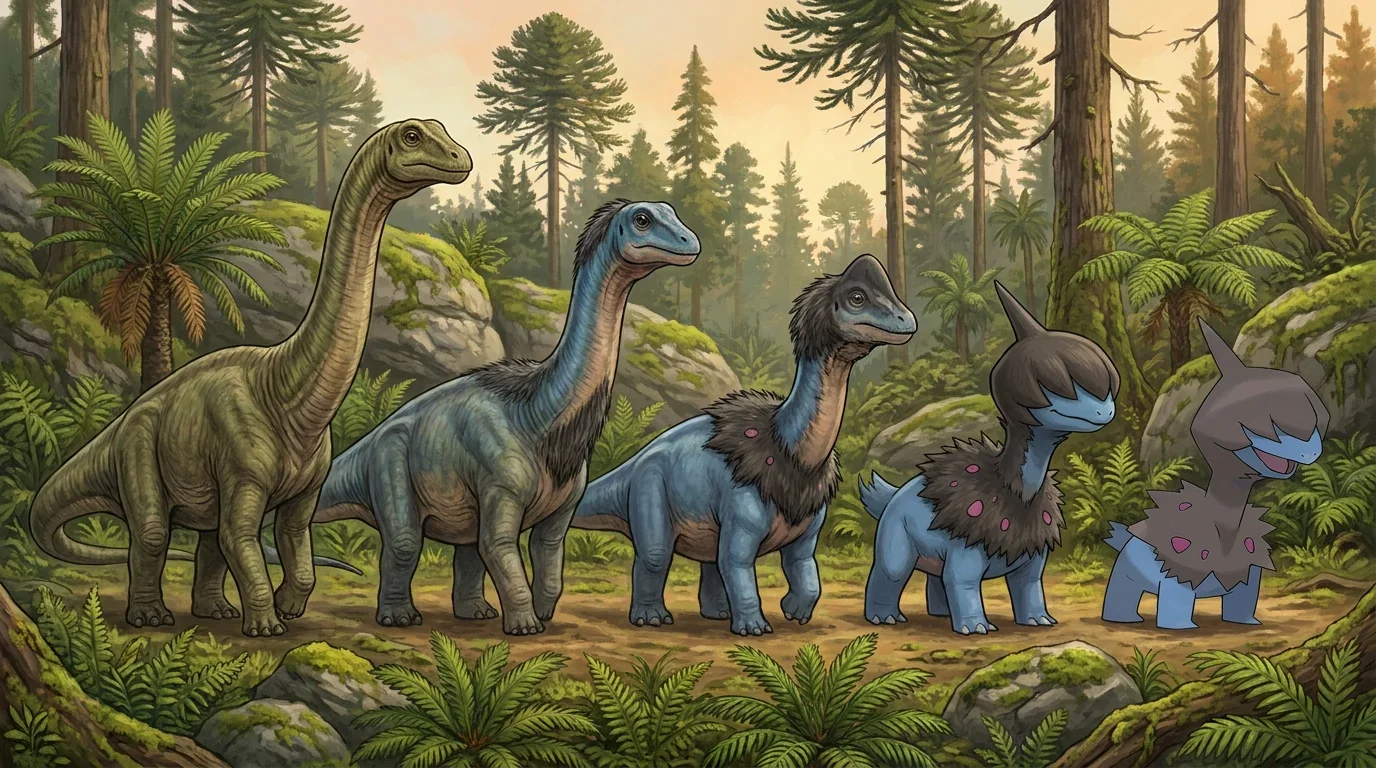 A young apatosaurus turning into Deino