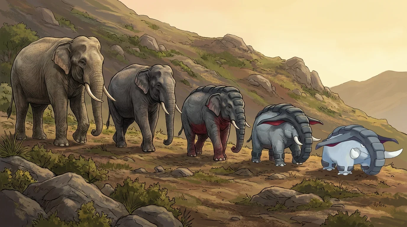 A asian elephant turning into Donphan