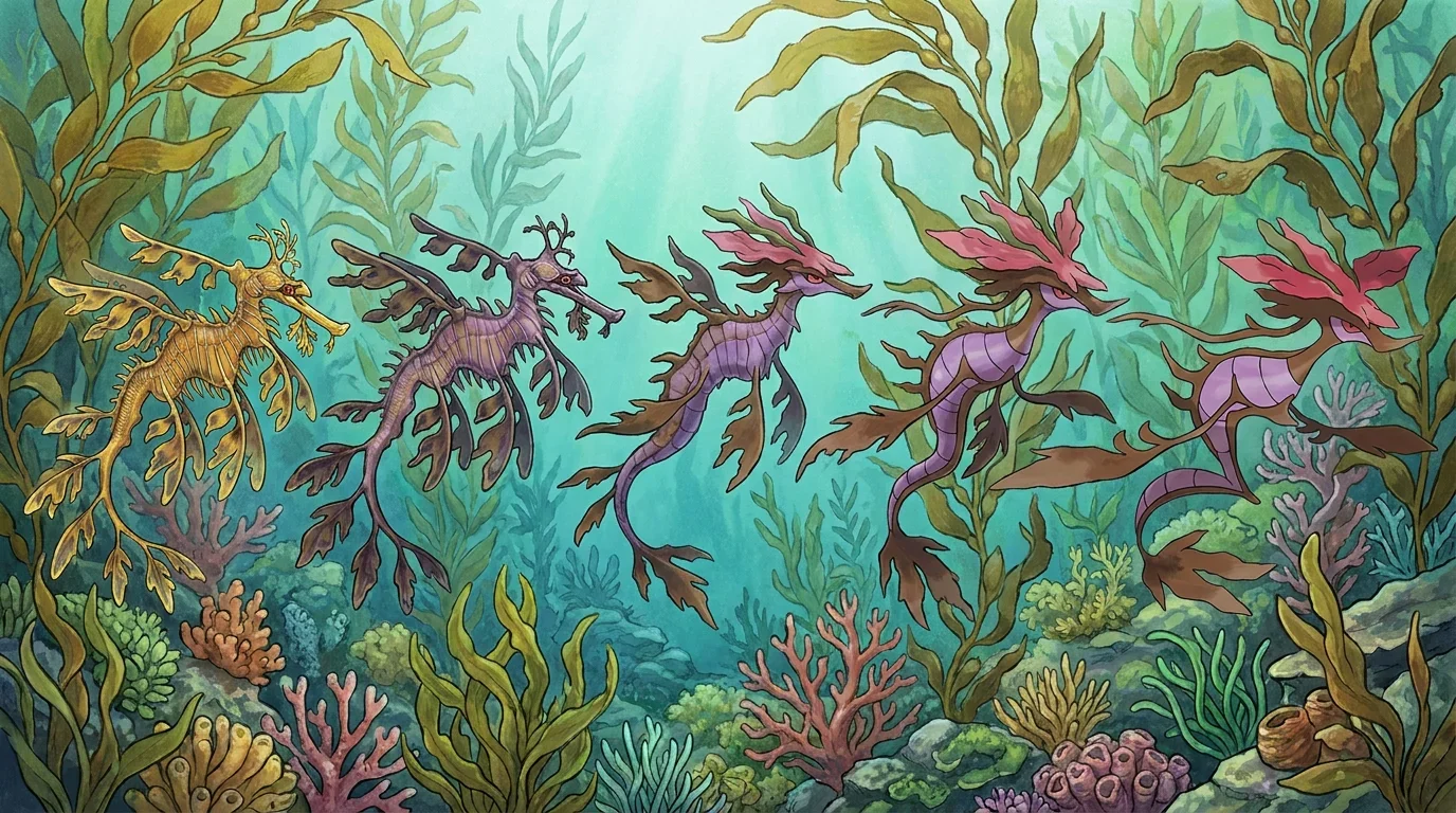 A leafy seadragon turning into Dragalge