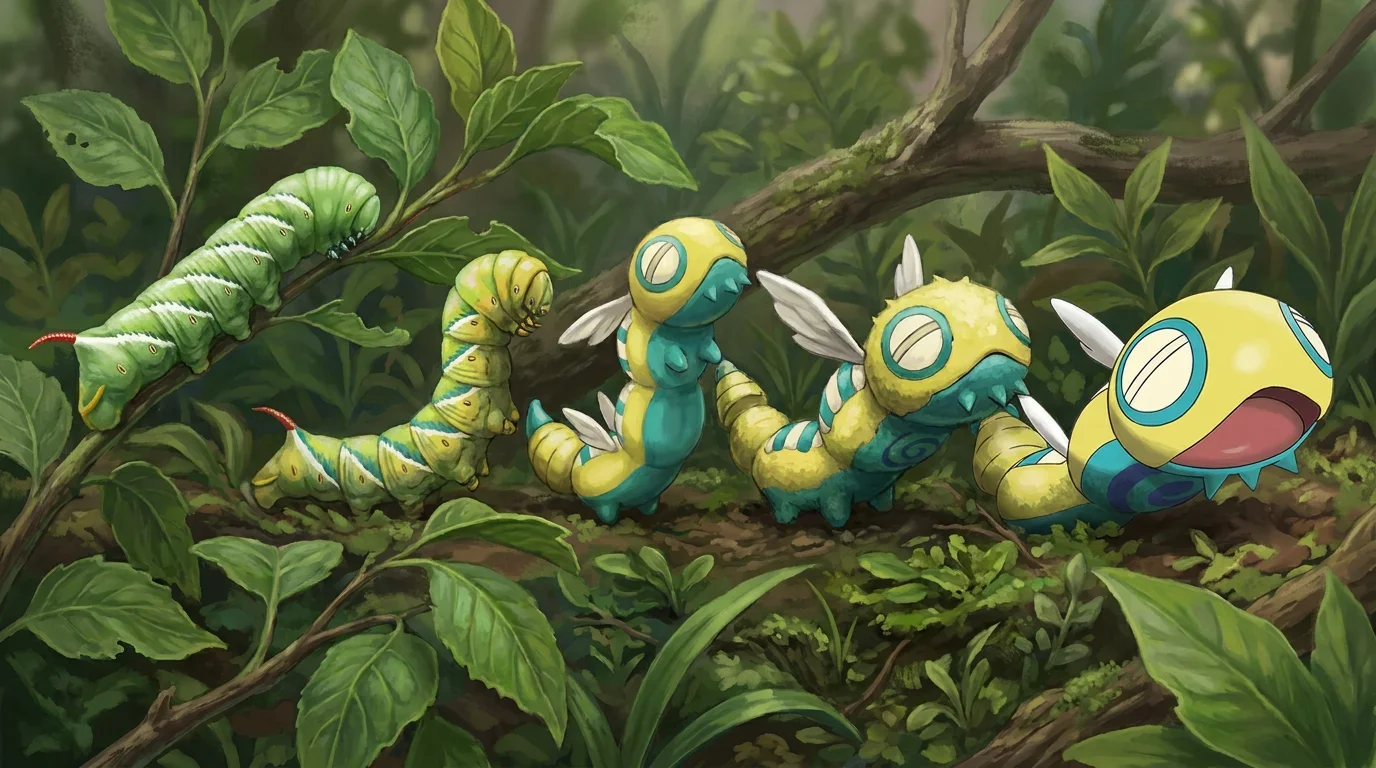A hornworm caterpillar turning into Dudunsparce