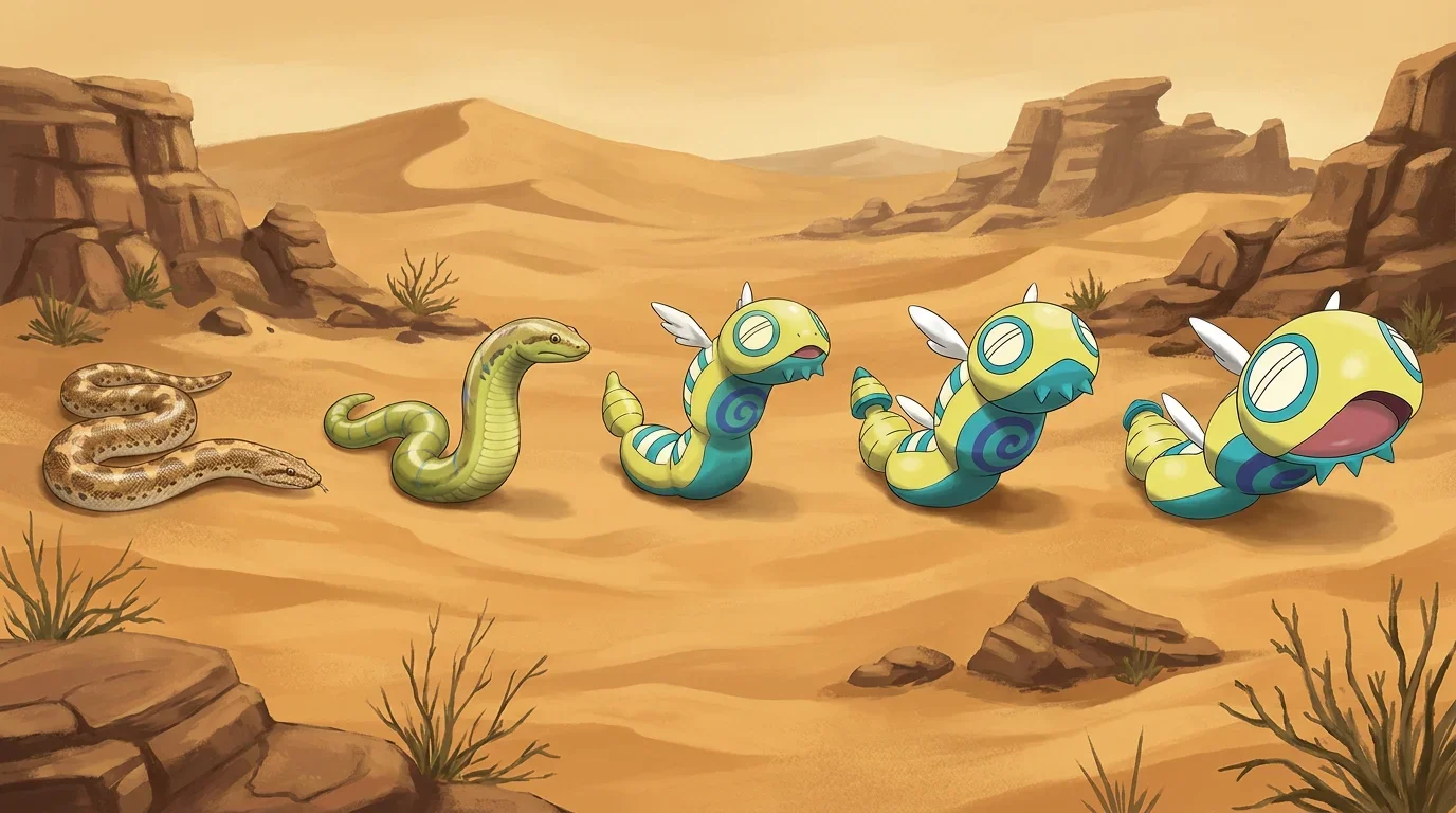 A sand boa turning into Dudunsparce