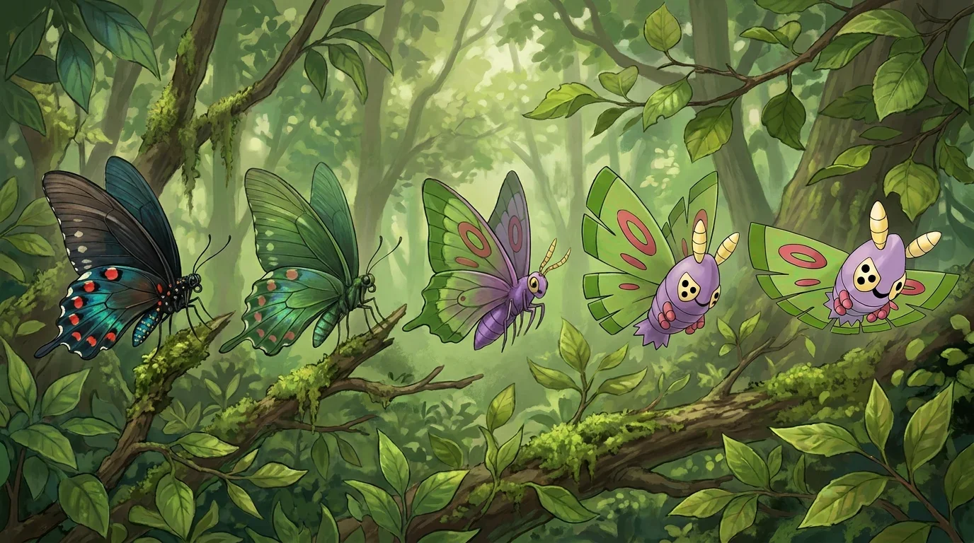 A adult pipevine swallowtail turning into Dustox