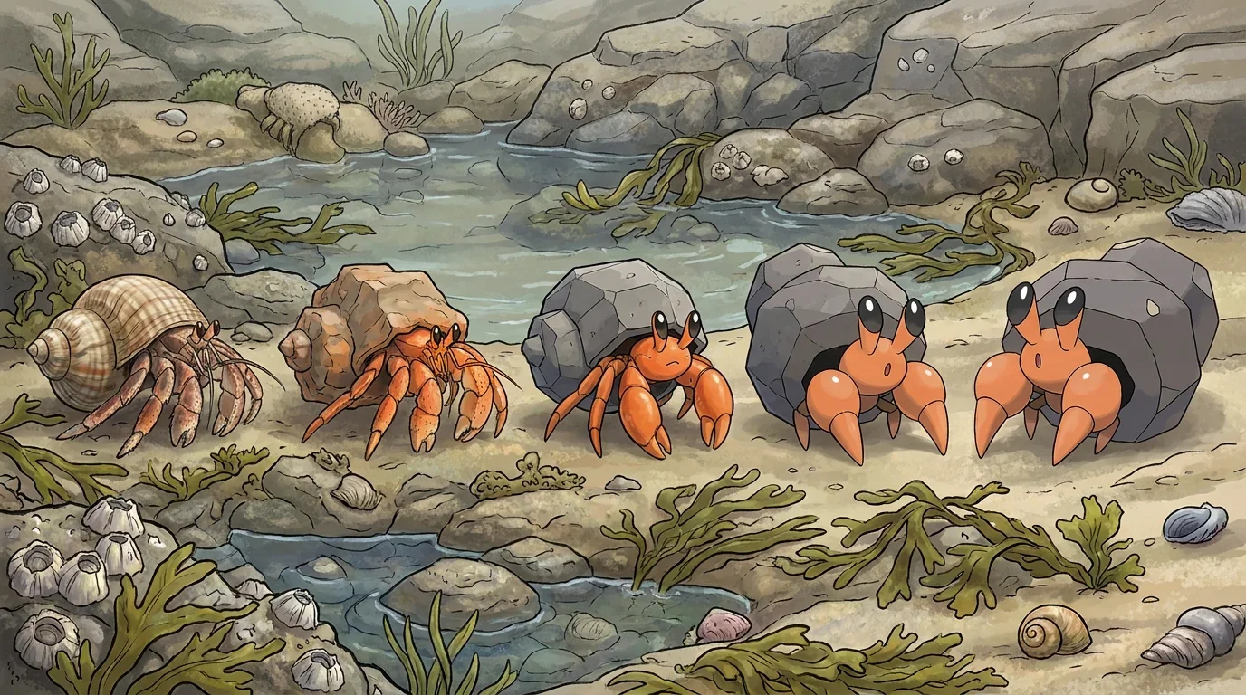 A hermit crab turning into Dwebble