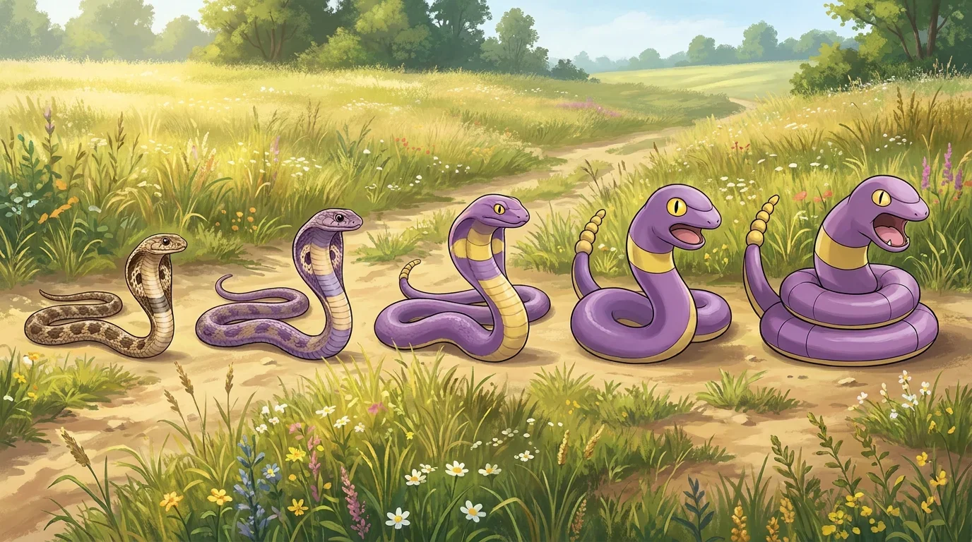 A indian cobra hatchling turning into Ekans