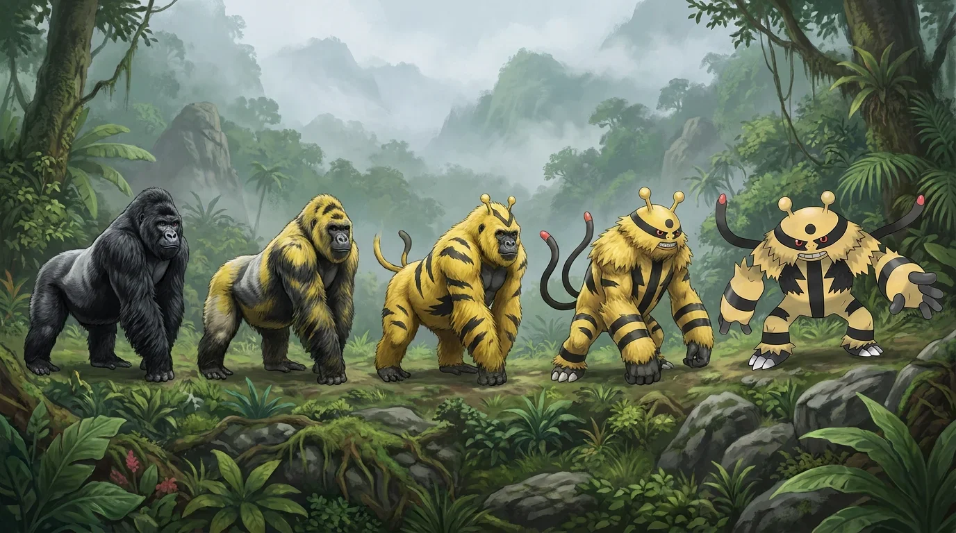 A mountain gorilla turning into Electivire